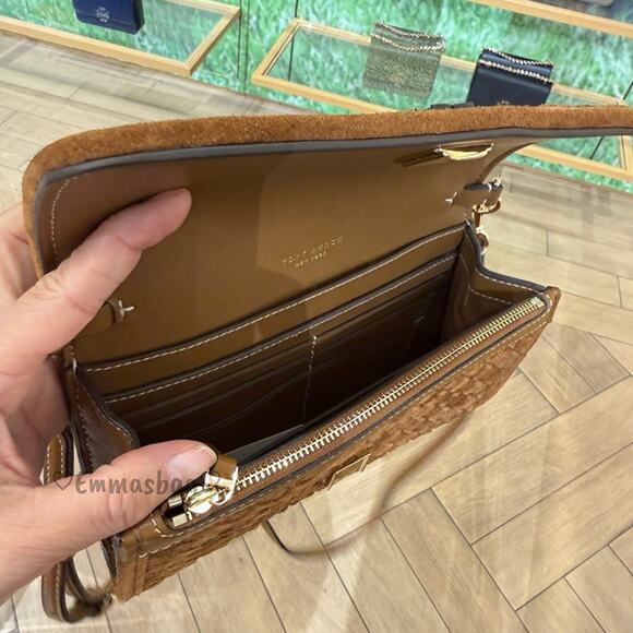 New‼️Tory Burch Thea Woven Flat Wallet Crossbody 175918 $595 - Picture 6 of 11